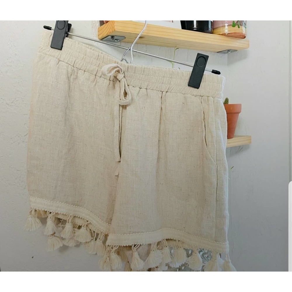 Vici tassel linen shorts small
